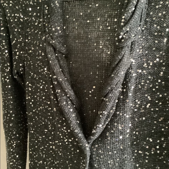 NY Collection Cardigan gray sequins size S nice Fall & Winter Holiday Ready - Picture 8 of 11
